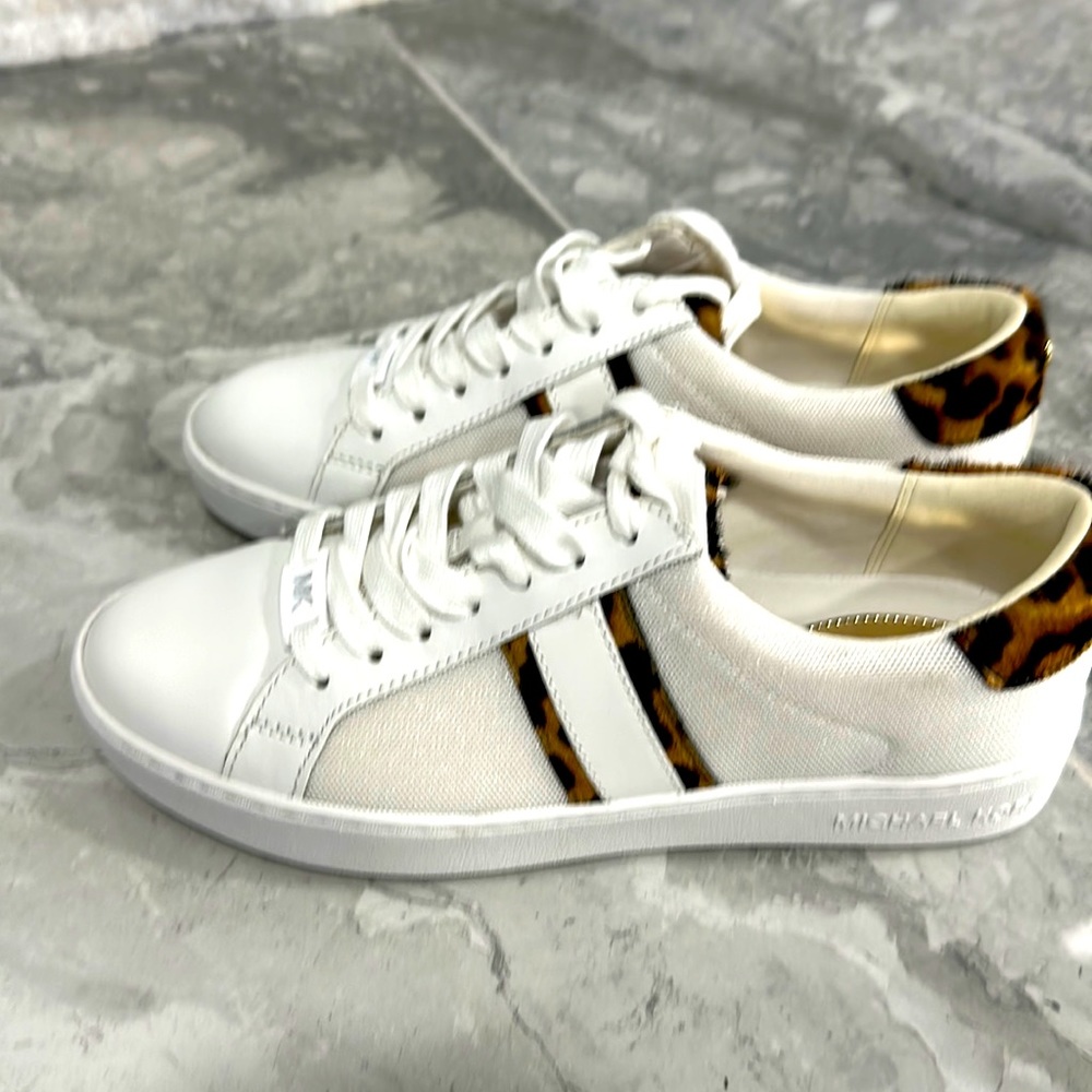 Michael Kors White and Leopard Print Women's Sneakers